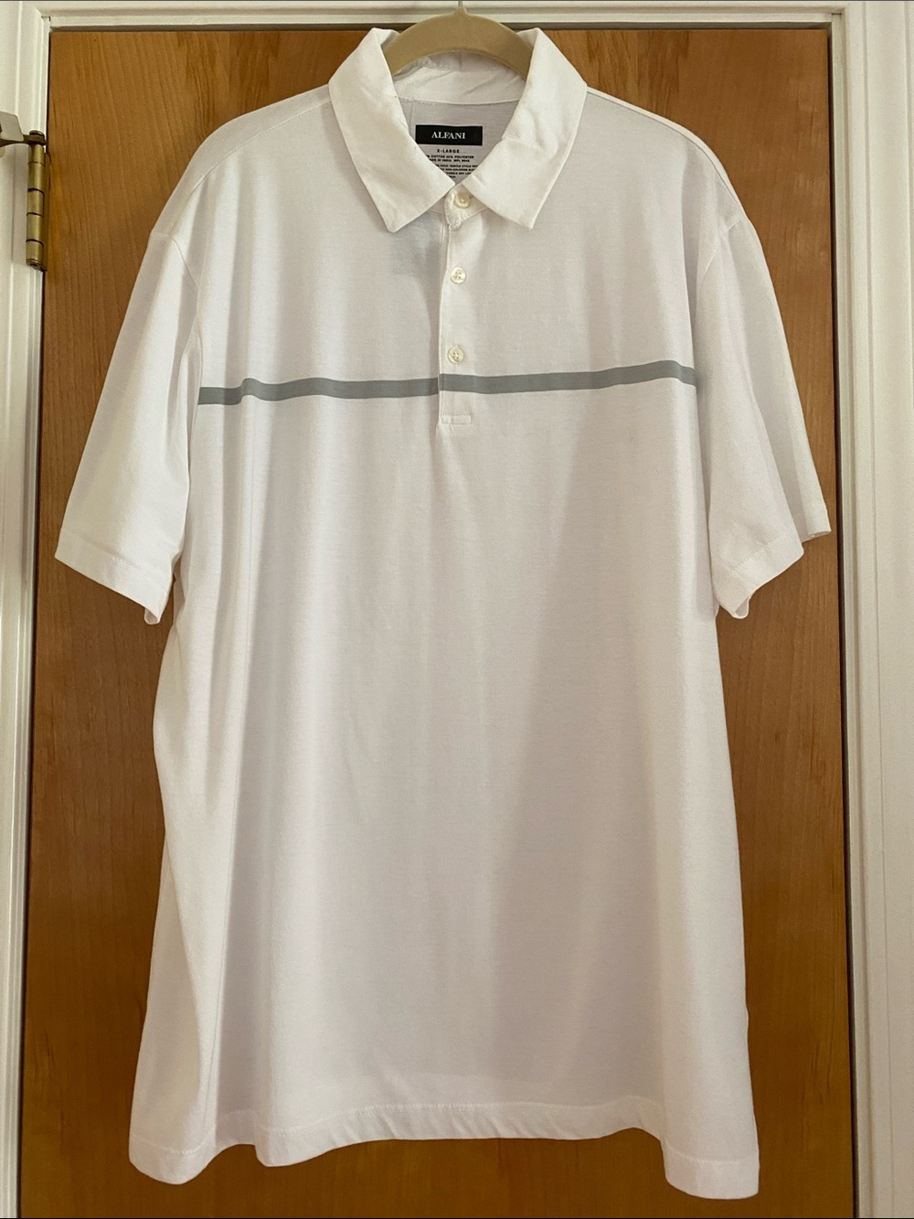 Men's Alfani White Polo with Gray Chest Stripe - NWT - Size XL
